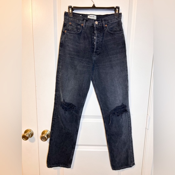 Agolde 90s pinch waist dark wash howl distress knee jeans - Picture 4 of 9